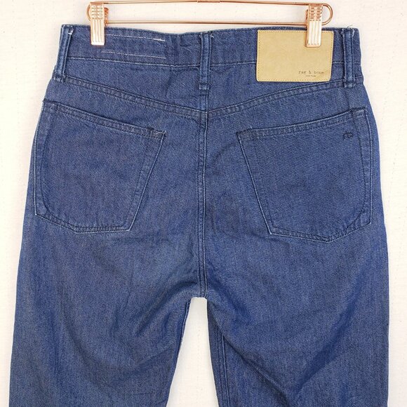 RAG & BONE Logan Wide-Leg Jeans Mid Rise Blue Denim in RINSE Dark Wash size 26 - Picture 12 of 14